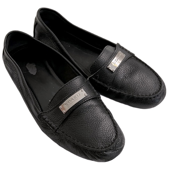 Coach Fredrica Pebble Grain Leather Loafer Flats Size 37.5 - Picture 4 of 12